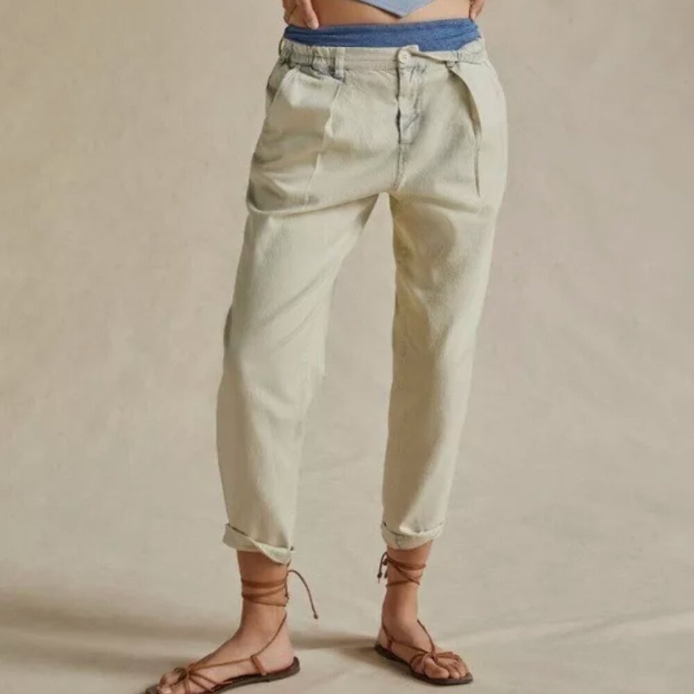ANTHROPOLOGIE Light Acid Wash High Rise Denim Pants Size XL